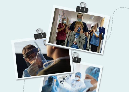 Covid 19 hub campaign image - polaroid photos of various healthcare scenarios