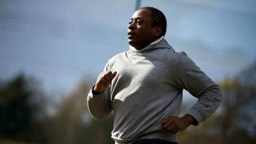 Man running in park